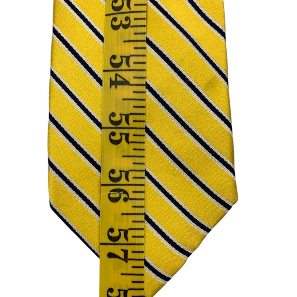 Bundle 2 Tommy Hilfiger‎ Mens Yellow Navy Silk Neckties Striped Plaid 57.5"L - Picture 6 of 11